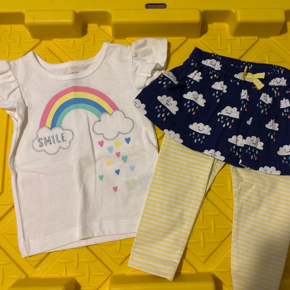 Carter's White Top with Rainbow and Cloud Design